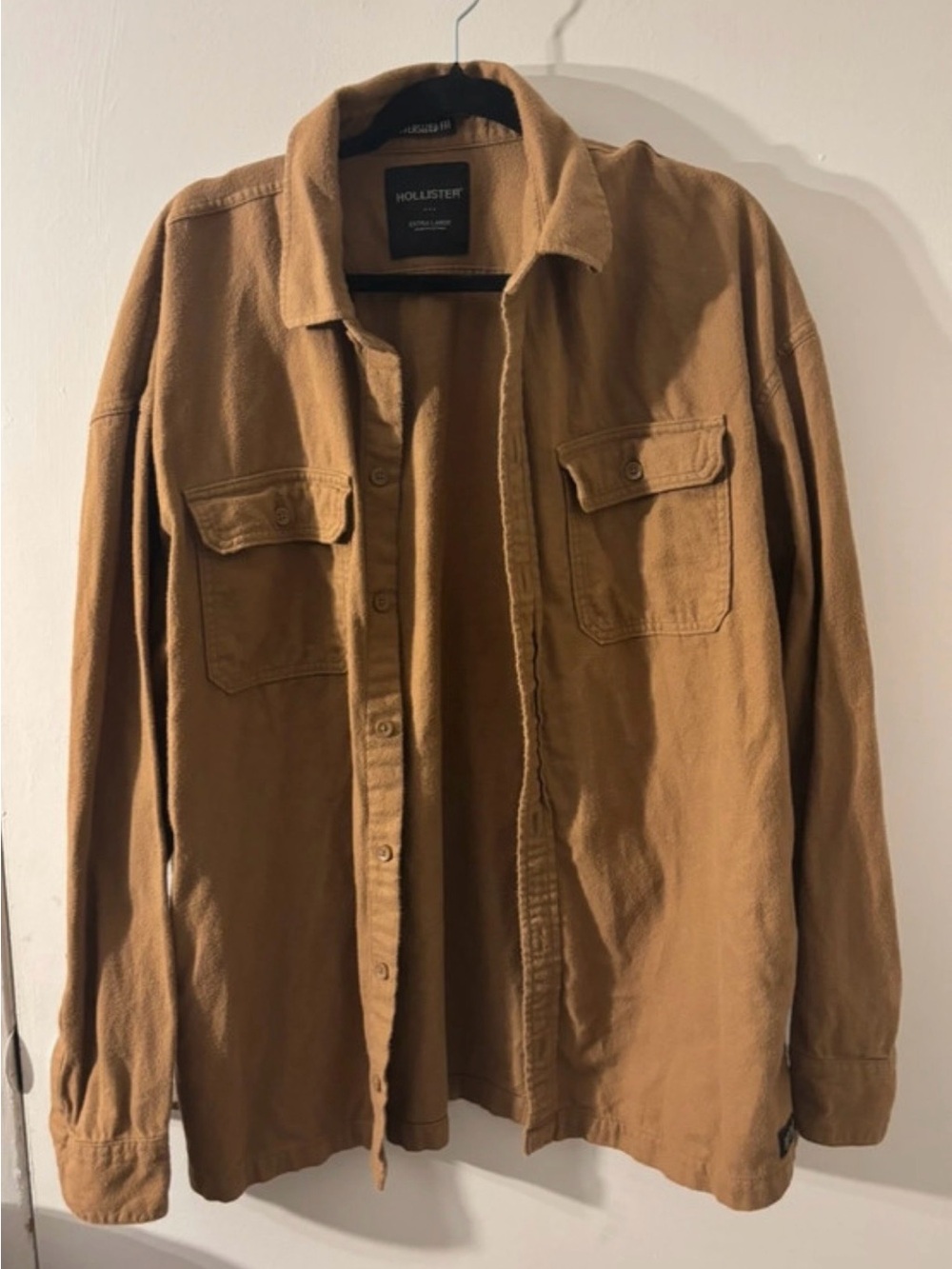 Hollister Co. tan oversized button-up shirt in XL